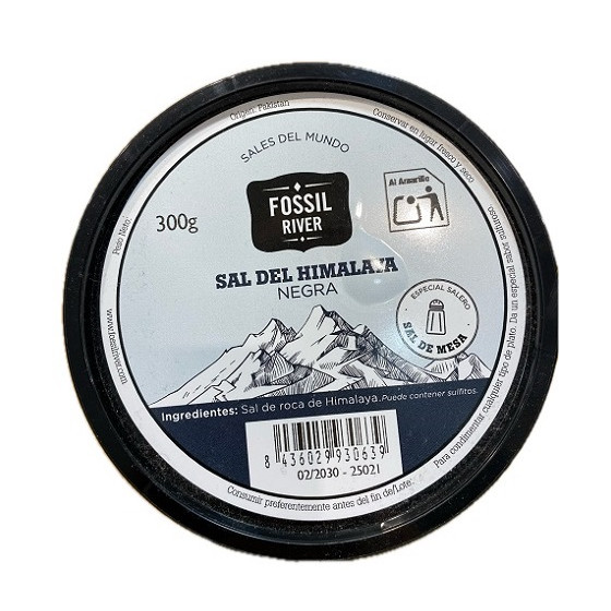 SAL NEGRA FOSSIL RIVER 300 G – SAL GOURMET PREMIUM CON CARBÓN ACTIVO Y