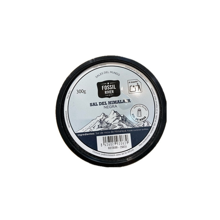 SAL NEGRA FOSSIL RIVER 300 G – SAL GOURMET PREMIUM CON CARBÓN ACTIVO Y