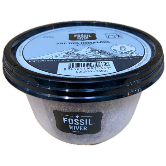 SAL NEGRA FOSSIL RIVER 300 G – SAL GOURMET PREMIUM CON CARBÓN ACTIVO Y