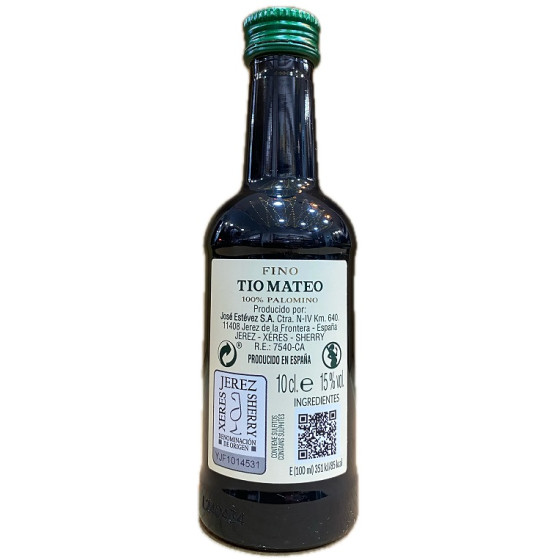 VINO FINO TIO MATEO 100 ml.  100% PALOMINO BODEGAS ESTÉVEZ