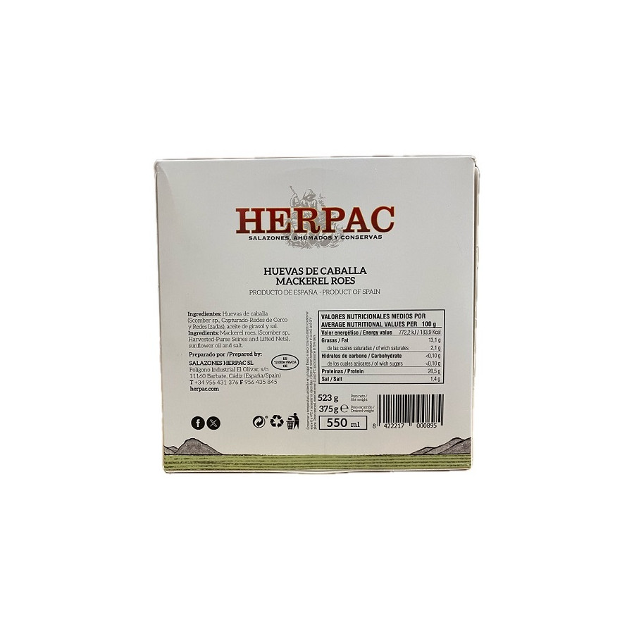 HUEVAS DE CABALLA 523 gr EN ACEITE DE GIRASOL HERPAC BARBATE CÁDIZ