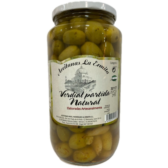 ACEITUNAS VERDIAL PARTIDA NATURAL LA ERMITA 1.350 G – GOURMET DE CÁDIZ