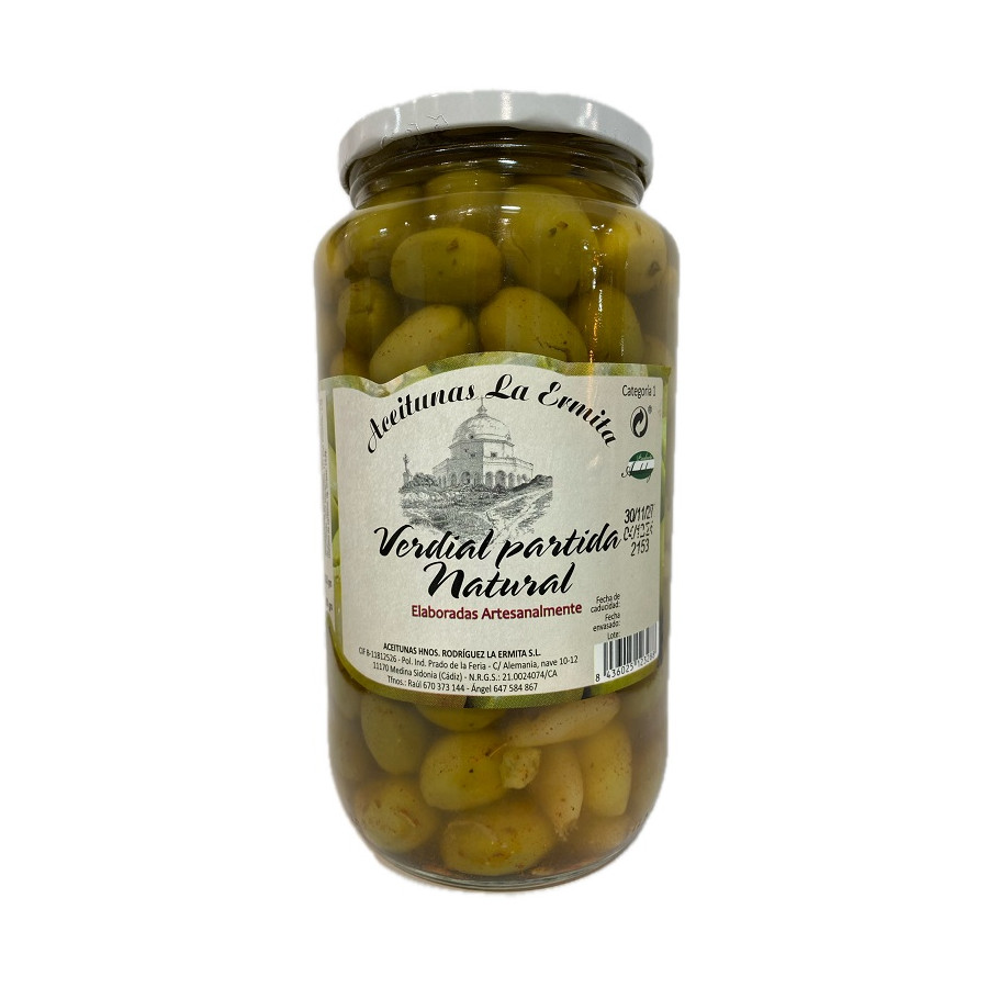 ACEITUNAS VERDIAL PARTIDA NATURAL LA ERMITA 1.350 G – GOURMET DE CÁDIZ