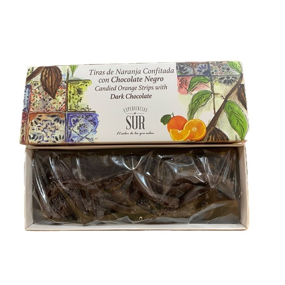 TIRAS DE NARANJA CONFITADA CON CHOCOLATE NEGRO 150 gr