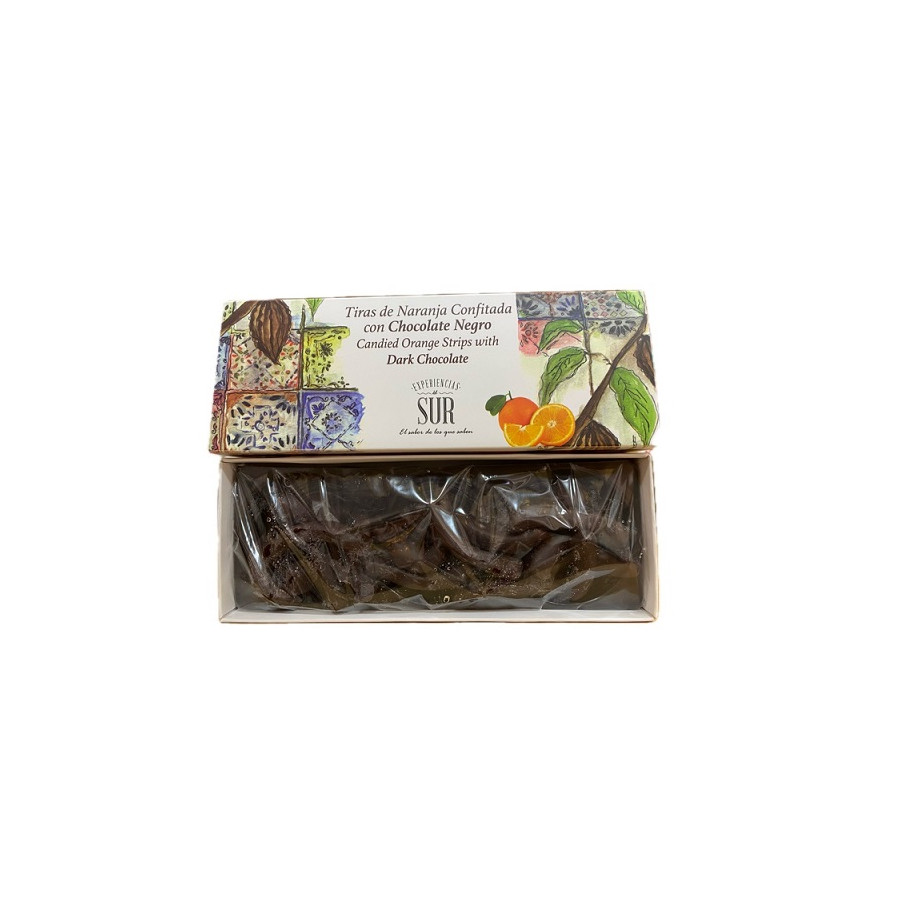 TIRAS DE NARANJA CONFITADA CON CHOCOLATE NEGRO 150 gr