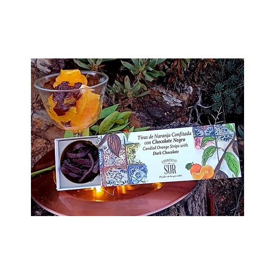 TIRAS DE NARANJA CONFITADA CON CHOCOLATE NEGRO 150 gr