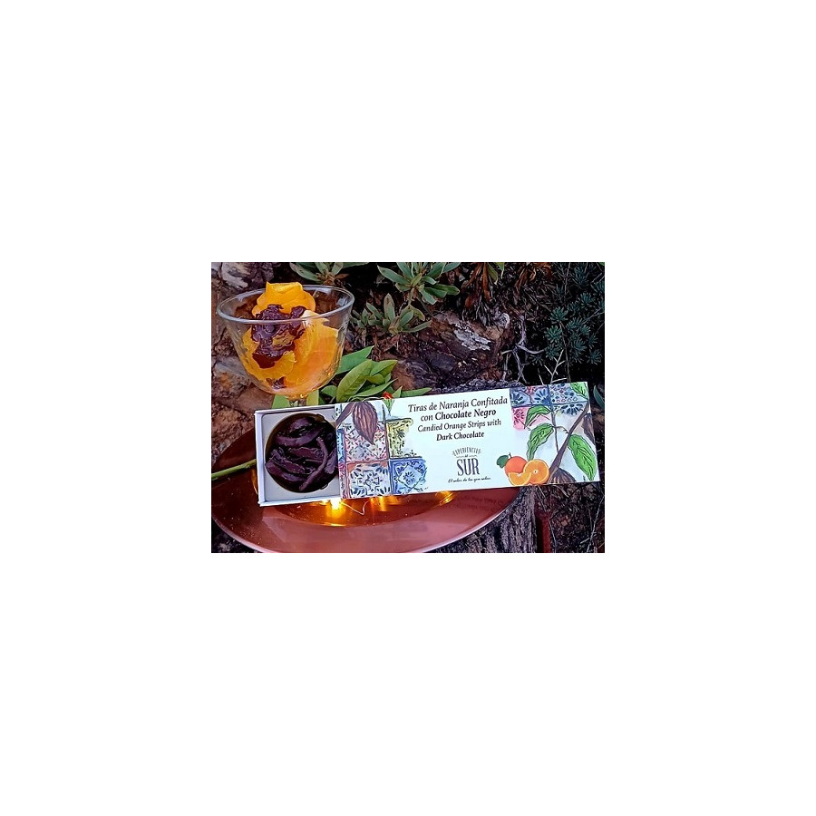 TIRAS DE NARANJA CONFITADA CON CHOCOLATE NEGRO 150 gr