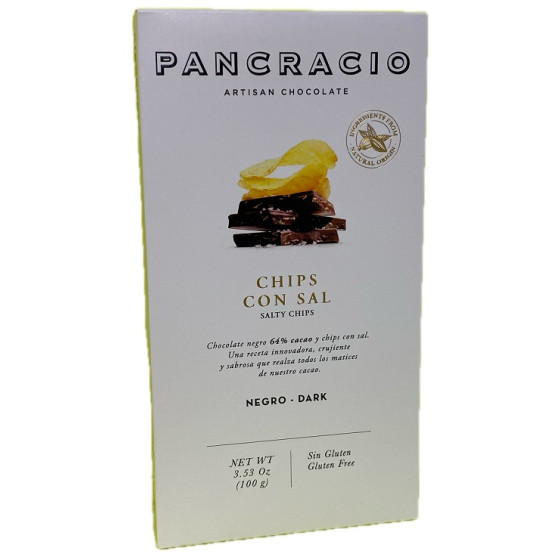 TABLETA CHOCOLATE NEGRO 64% CHIPS CON SAL PANCRACIO 100G – GOURMET ART