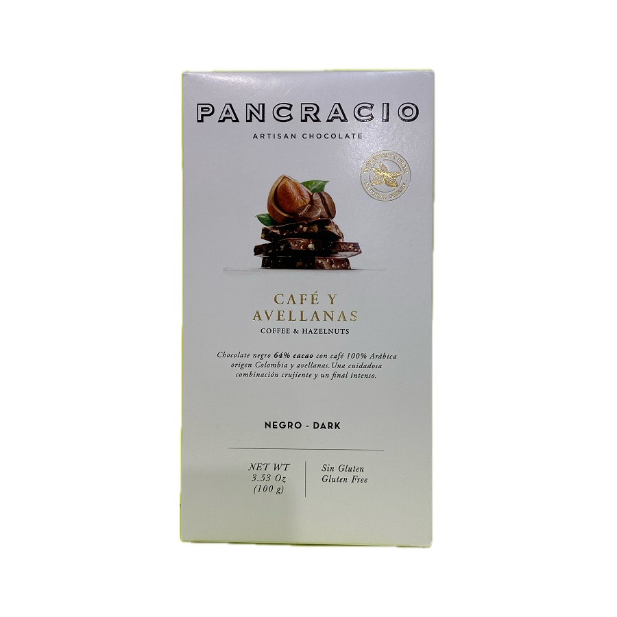 TABLETA CHOCOLATE NEGRO 64% CAFÉ Y AVELLANAS PANCRACIO 100G – GOURMET 