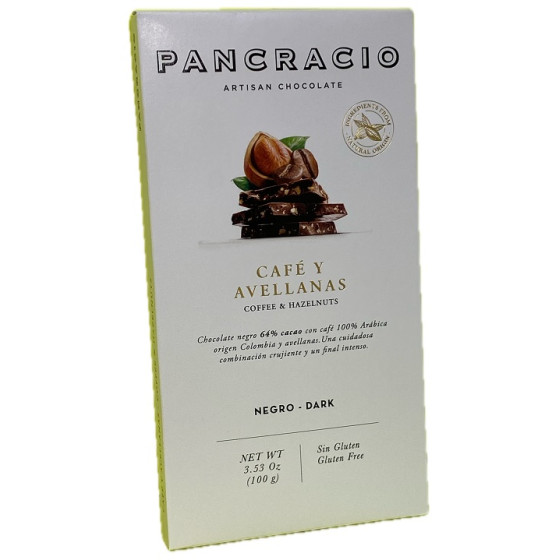 TABLETA CHOCOLATE NEGRO 64% CAFÉ Y AVELLANAS PANCRACIO 100G – GOURMET 