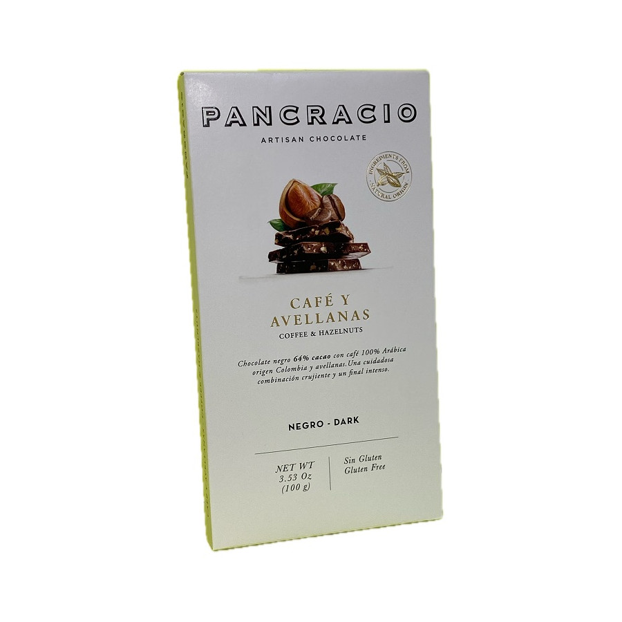 TABLETA CHOCOLATE NEGRO 64% CAFÉ Y AVELLANAS PANCRACIO 100G – GOURMET 