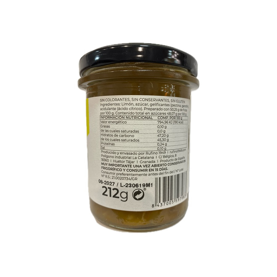 MERMELADA EXTRA DE LIMÓN RUFINO 212 G – ARTESANAL Y NATURAL DE ALPUJAR