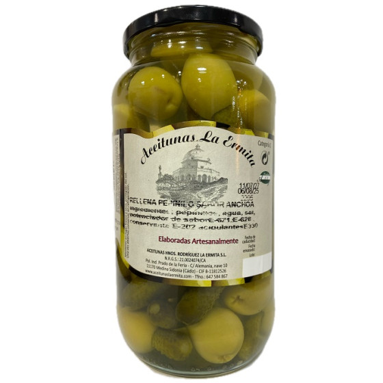 ACEITUNAS RELLENAS DE PEPINILLO SABOR ANCHOA LA ERMITA 1.400 G