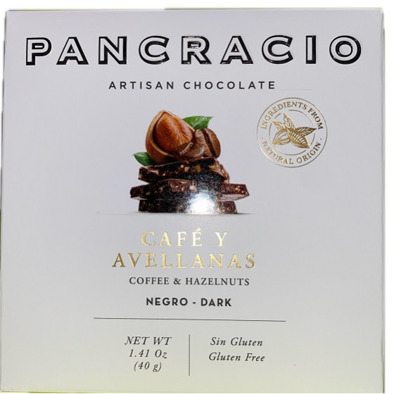 MINI TABLETA CHOCOLATE NEGRO 64% CAFÉ Y AVELLANAS PANCRACIO 40G – GOUR