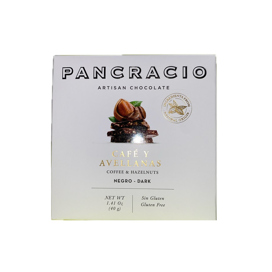 MINI TABLETA CHOCOLATE NEGRO 64% CAFÉ Y AVELLANAS PANCRACIO 40G – GOUR