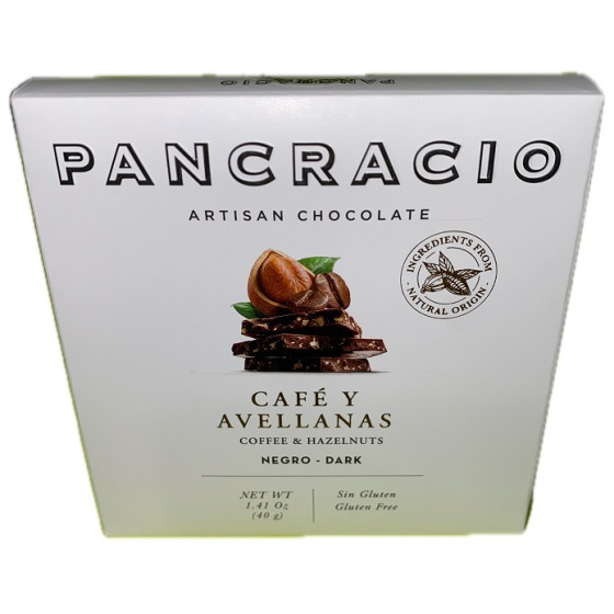 MINI TABLETA CHOCOLATE NEGRO 64% CAFÉ Y AVELLANAS PANCRACIO 40G – GOUR