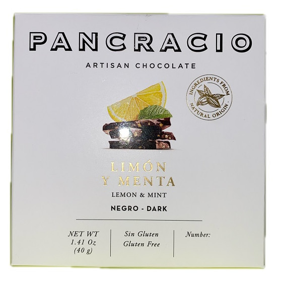 MINI TABLETA CHOCOLATE NEGRO 64% LIMÓN Y MENTA PANCRACIO 40G – GOURMET