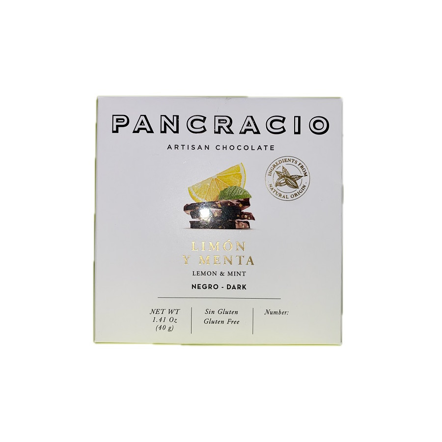 MINI TABLETA CHOCOLATE NEGRO 64% LIMÓN Y MENTA PANCRACIO 40G – GOURMET