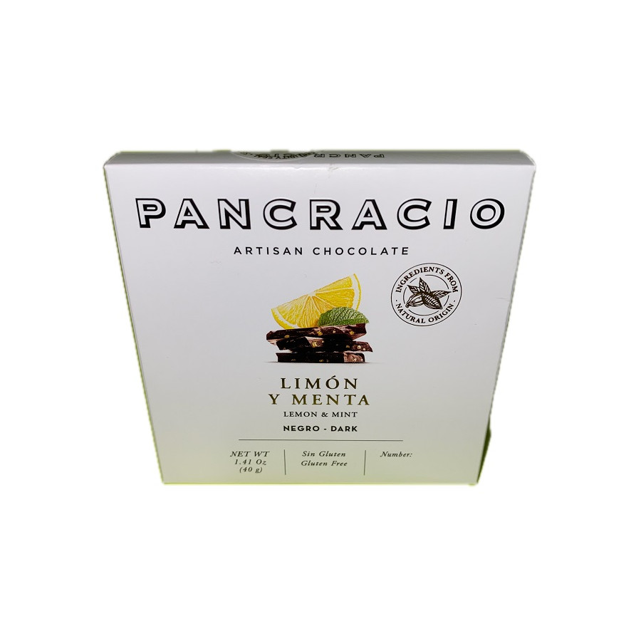 MINI TABLETA CHOCOLATE NEGRO 64% LIMÓN Y MENTA PANCRACIO 40G – GOURMET