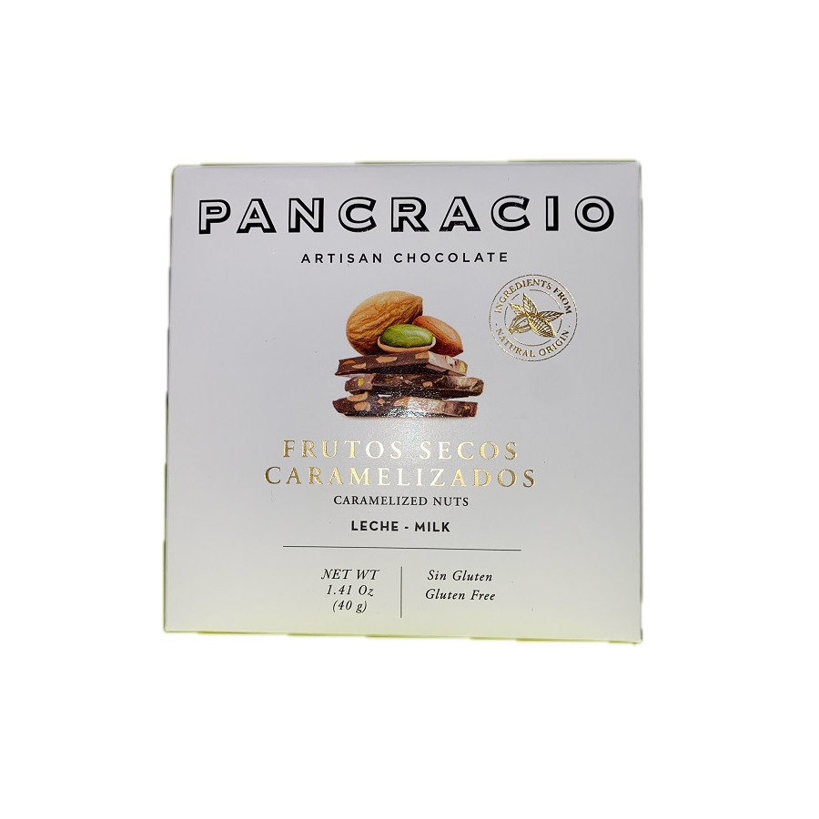 MINI TABLETA CHOCOLATE CON LECHE 42% FRUTOS SECOS CARAMELIZADOS PANCRA