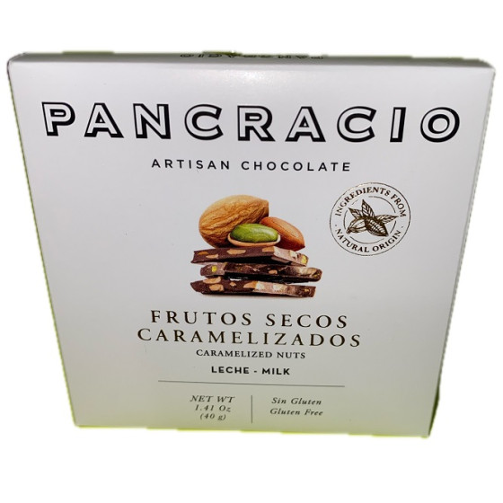 MINI TABLETA CHOCOLATE CON LECHE 42% FRUTOS SECOS CARAMELIZADOS PANCRA