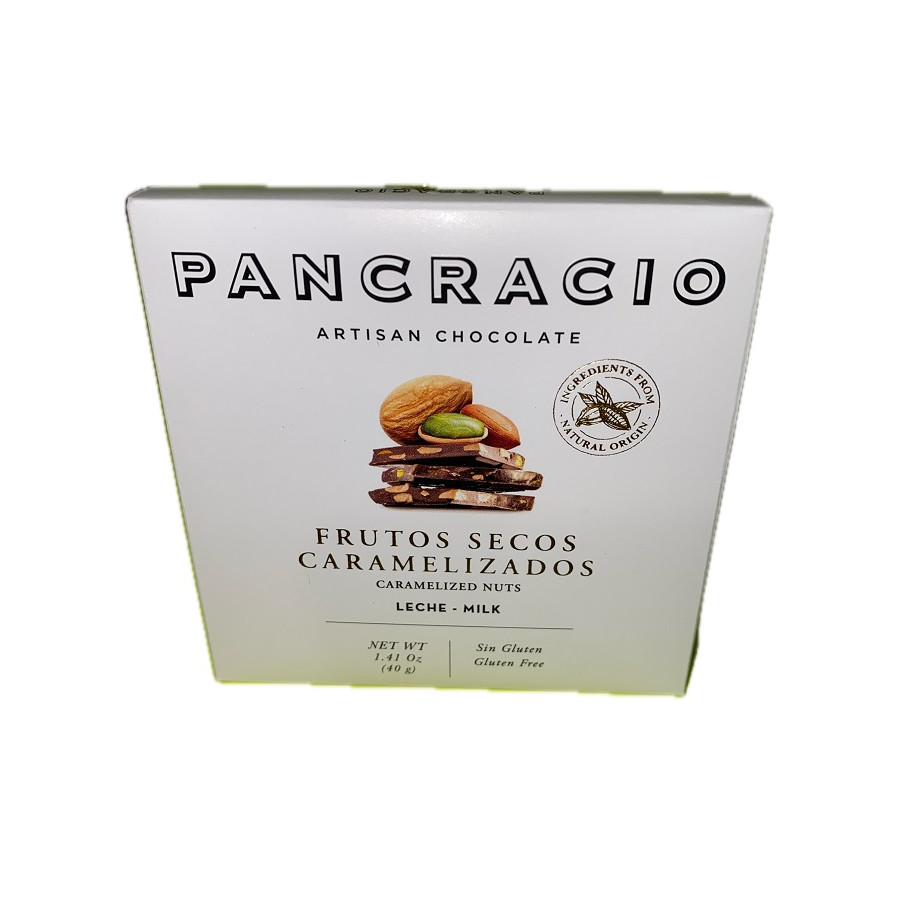MINI TABLETA CHOCOLATE CON LECHE 42% FRUTOS SECOS CARAMELIZADOS PANCRA