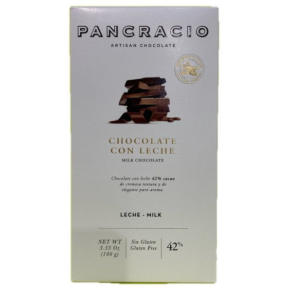 TABLETA CHOCOLATE CON LECHE 42% PANCRACIO 100G – GOURMET ARTESANAL ESP