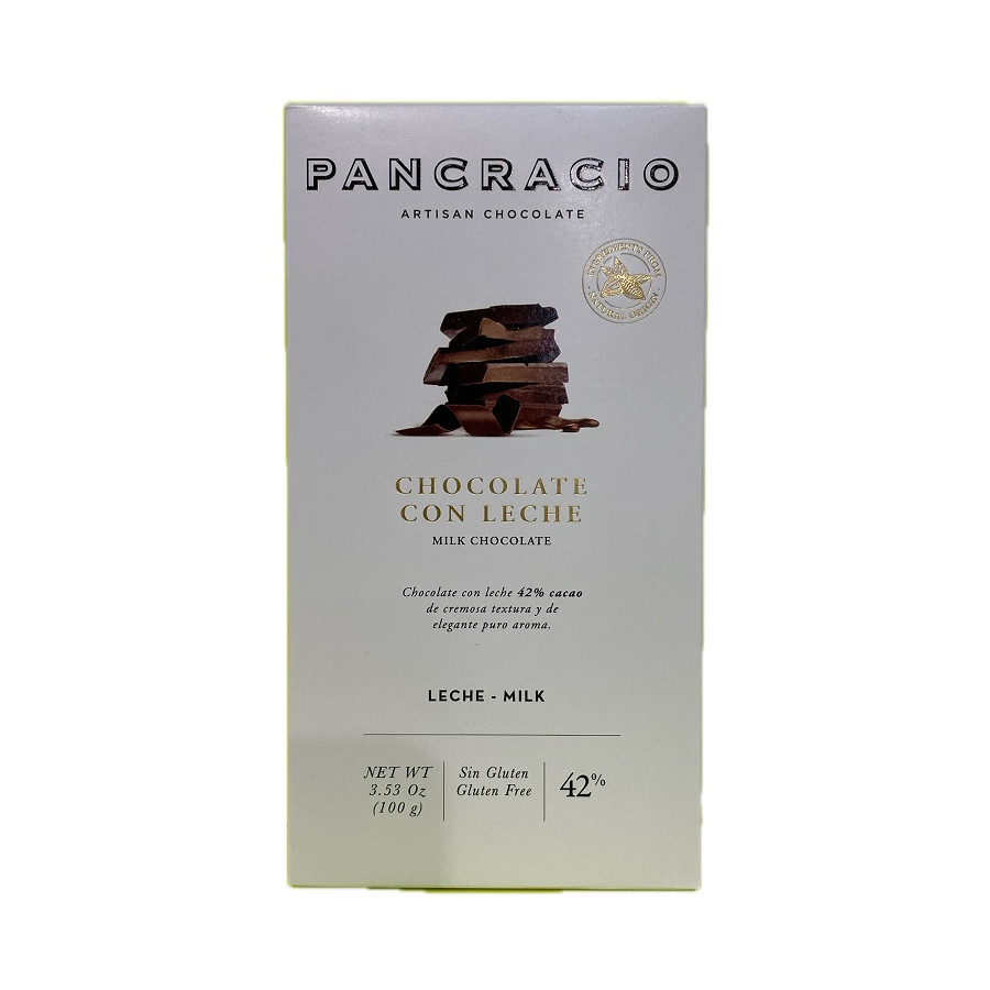 TABLETA CHOCOLATE CON LECHE 42% PANCRACIO 100G – GOURMET ARTESANAL ESP
