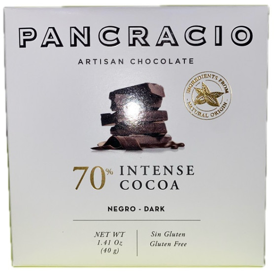 MINI TABLETA CHOCOLATE NEGRO 70% PANCRACIO 40G – GOURMET ARTESANAL DE 