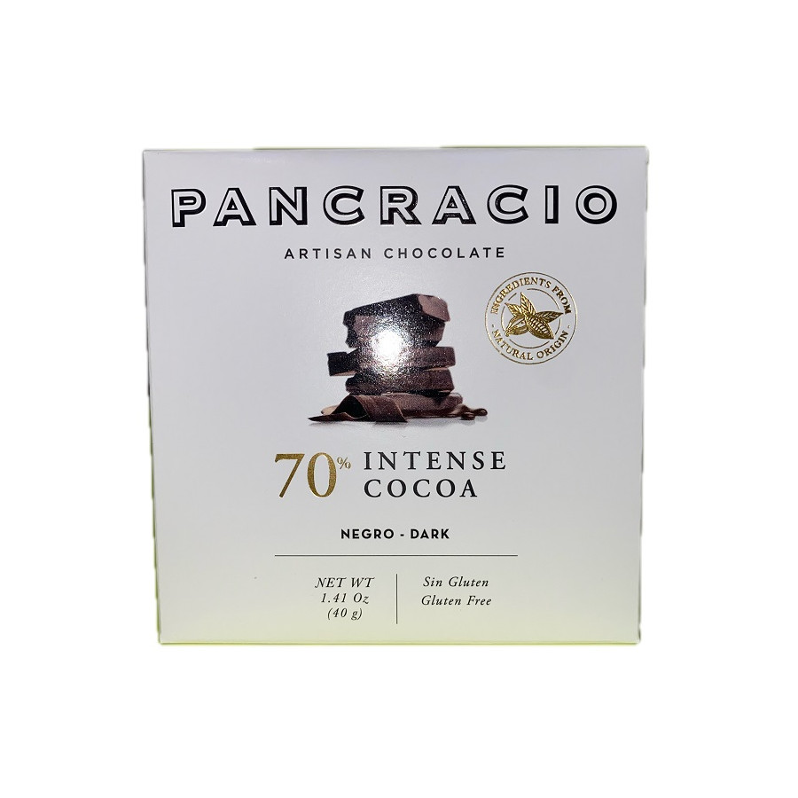 MINI TABLETA CHOCOLATE NEGRO 70% PANCRACIO 40G – GOURMET ARTESANAL DE 