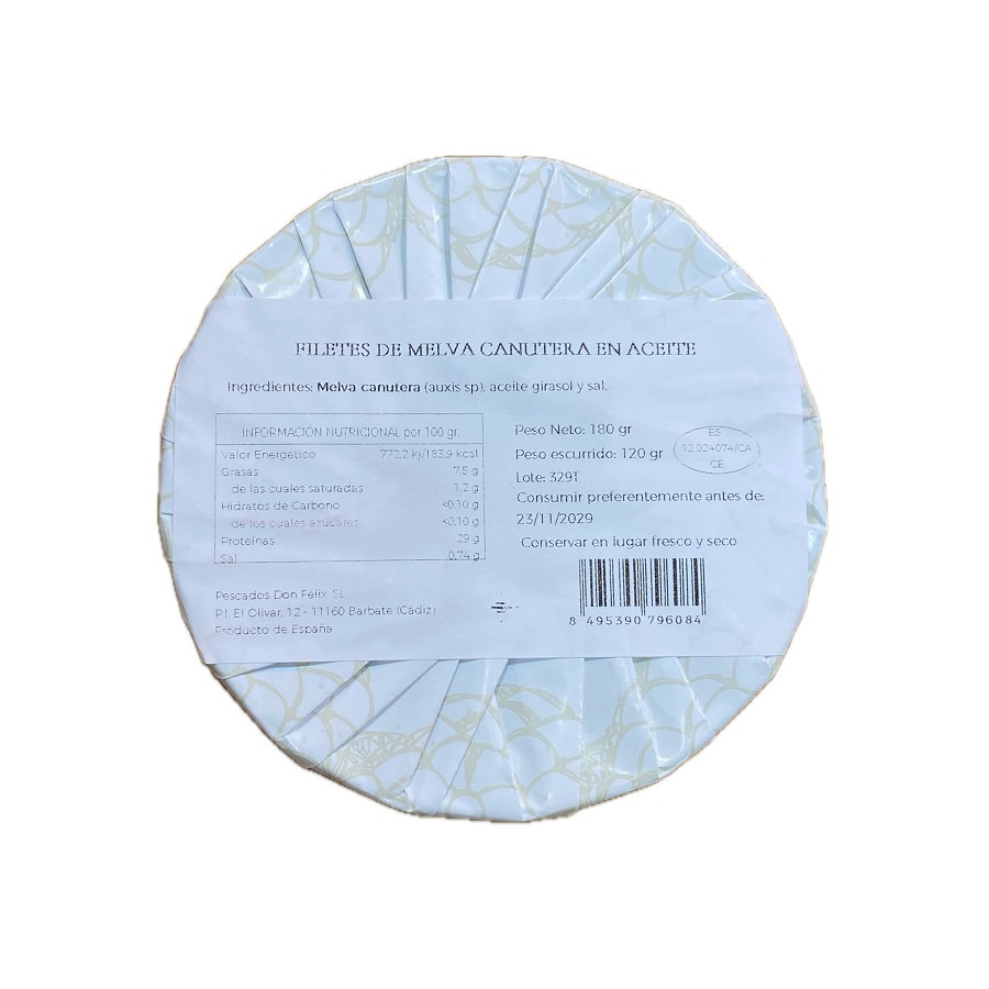 FILETES DE MELVA CANUTERA EN ACEITE DE GIRASOL 180G FELISA GOURMET