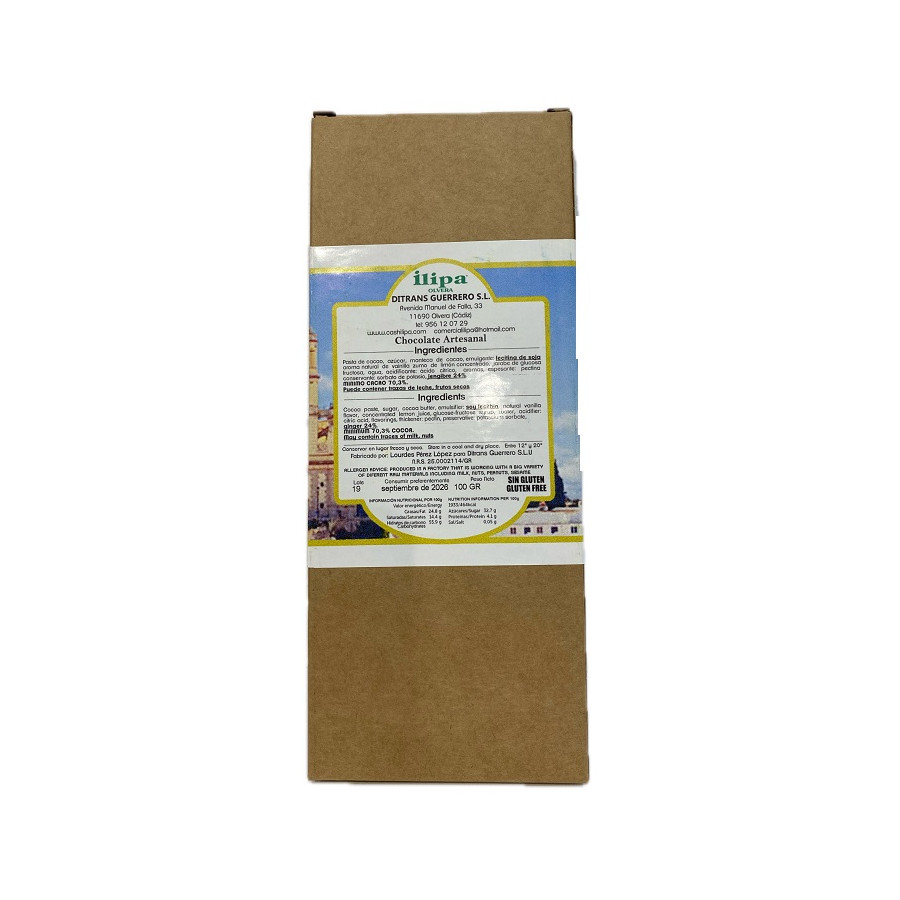 CHOCOLATE NEGRO CON LIMÓN Y JENGIBRE ILIPA 110 G – ARTESANAL DE OLVERA