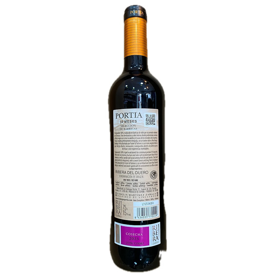 PORTIA 10 MESES RIBERA DEL DUERO 75CL – VINO TINTO DE CRIANZA ARTESANA