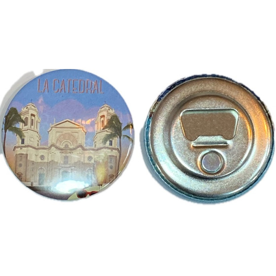 IMÁN REDONDO CATEDRAL DE CÁDIZ 5,8CM – METAL ABRIDOR