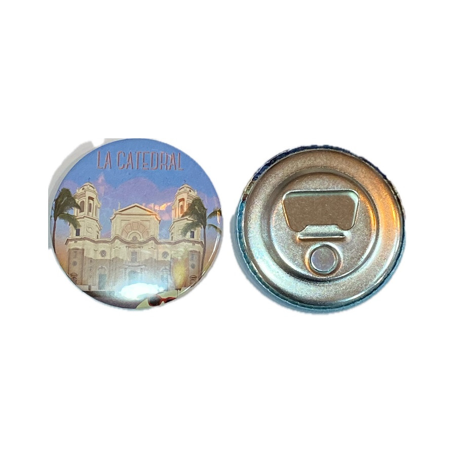 IMÁN REDONDO CATEDRAL DE CÁDIZ 5,8CM – METAL ABRIDOR