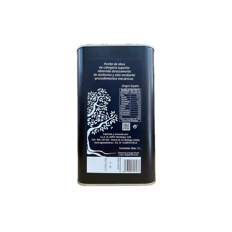 ACEITE DE OLIVA VIRGEN EXTRA AGROSETENIL 3 LITROS LATA GOURMET DE SETE