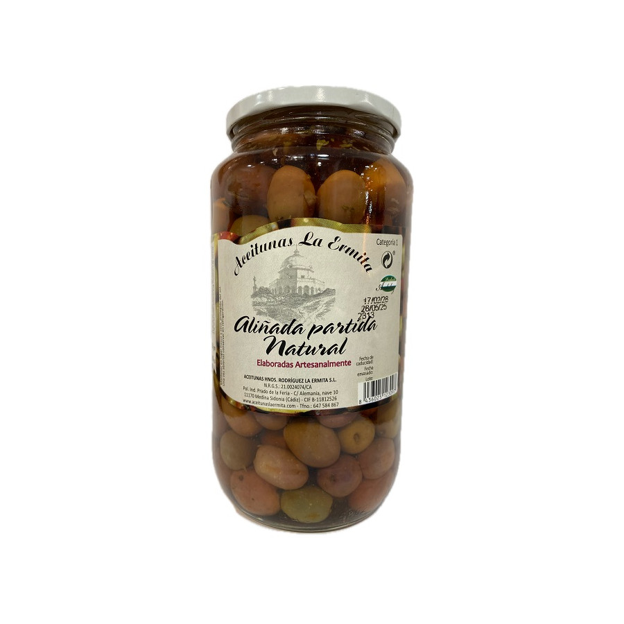 ACEITUNAS PARTIDA ALIÑADA NATURAL LA ERMITA 1.350 G – GOURMET DE CÁDIZ