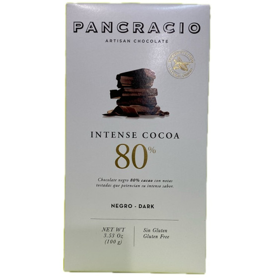 TABLETA DE CHOCOLATE NEGRO 80% CACAO PANCRACIO 100G – GOURMET ARTESANA