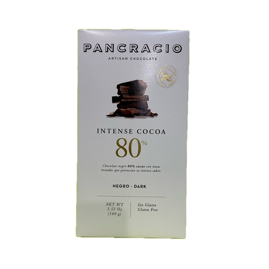 TABLETA DE CHOCOLATE NEGRO 80% CACAO PANCRACIO 100G – GOURMET ARTESANA