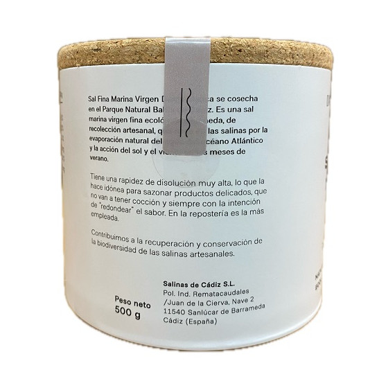 SAL MARINA VIRGEN FINA 500 g DAMA BLANCA ARTESANAL Y ECOLÓGICA DE CÁDI