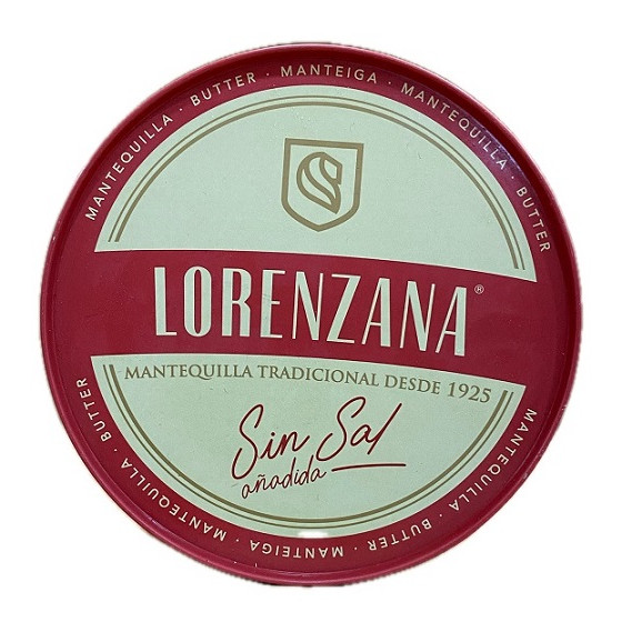 MANTEQUILLA TRADICIONAL SIN SAL LORENZANA 250G DESDE 1925