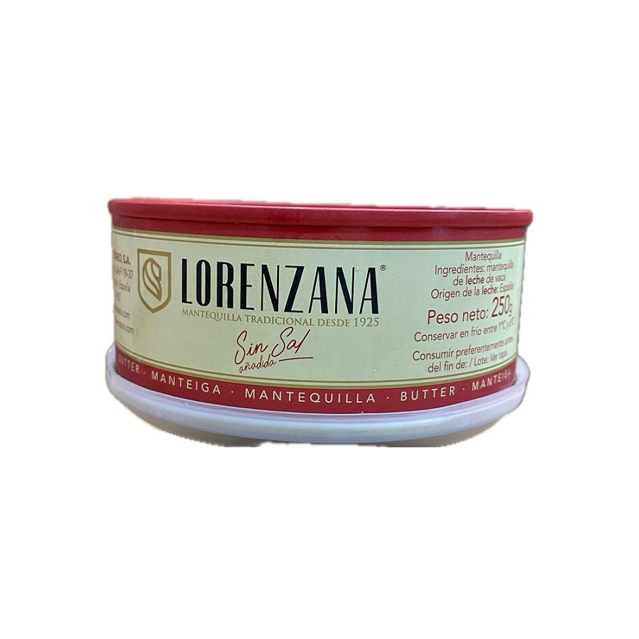 MANTEQUILLA TRADICIONAL SIN SAL LORENZANA 250G DESDE 1925