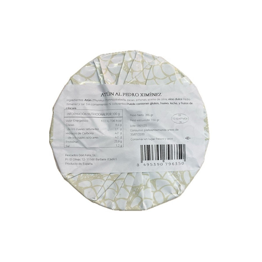 ATÚN ROJO DE BARBATE AL PEDRO XIMÉNEZ FELISA GOURMET LATA 265 G