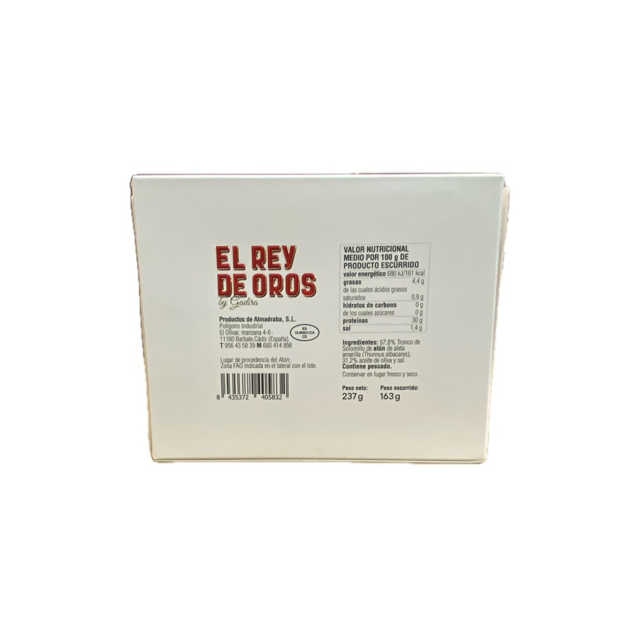 SOLOMILLO DE ATÚN ALETA AMARILLA EN ACEITE DE OLIVA EL REY DE OROS BAR