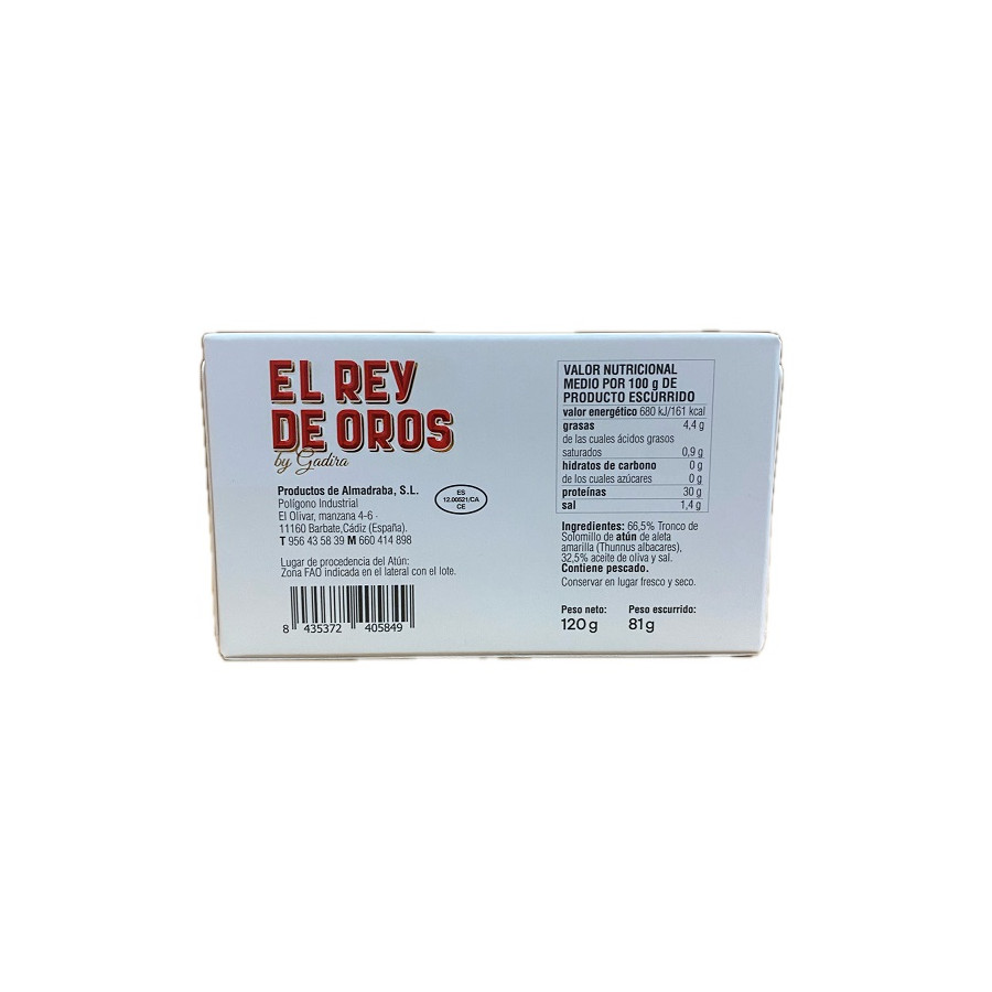 SOLOMILLO DE ATÚN ALETA AMARILLA EN ACEITE DE OLIVA EL REY DE OROS BAR