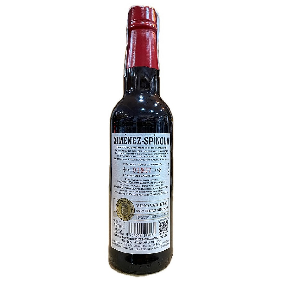 XIMÉNEZ SPÍNOLA VINTAGE 37,5CL PEDRO XIMÉNEZ PASIFICADO JEREZ ÁMBAR IN
