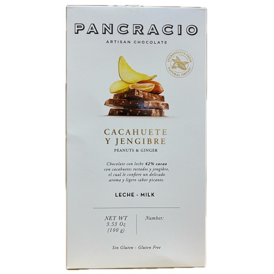 CHOCOLATE PANCRACIO CACAHUETE Y JENGIBRE 100G 42% CACAO