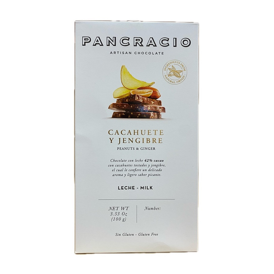 CHOCOLATE PANCRACIO CACAHUETE Y JENGIBRE 100G 42% CACAO