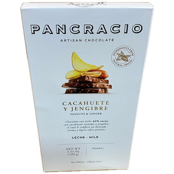 CHOCOLATE PANCRACIO CACAHUETE Y JENGIBRE 100G 42% CACAO