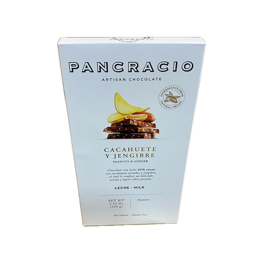 CHOCOLATE PANCRACIO CACAHUETE Y JENGIBRE 100G 42% CACAO